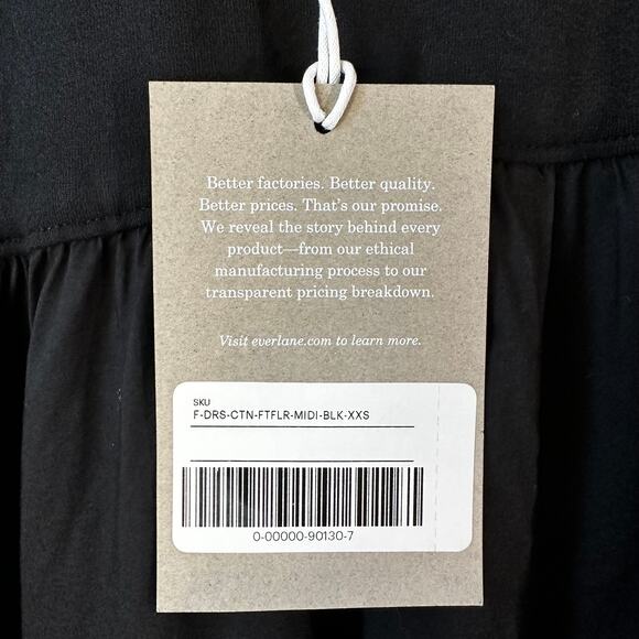 NWT Everlane Womens The Riviera Midi Dress Fit and Flare Black XXS Minimalist - Picture 14 of 14